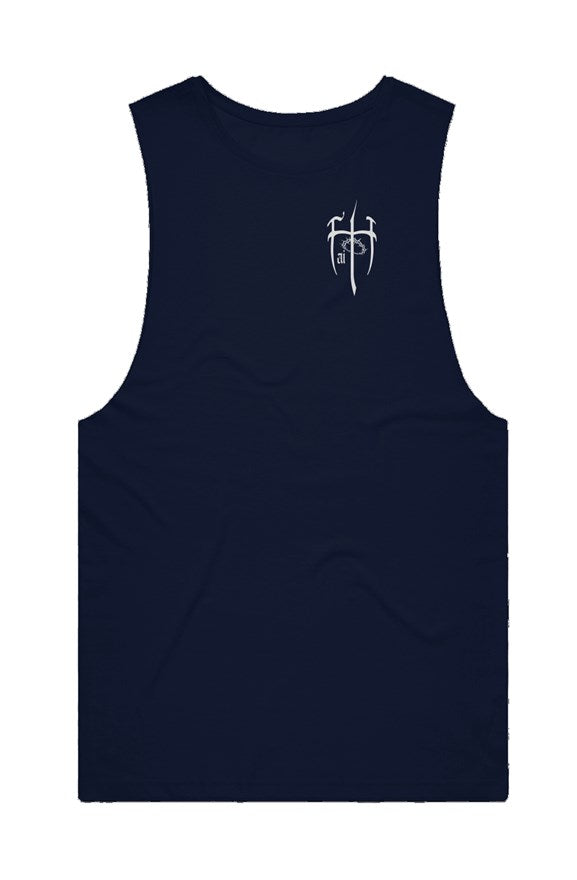 White Logo Cut-Off Tank