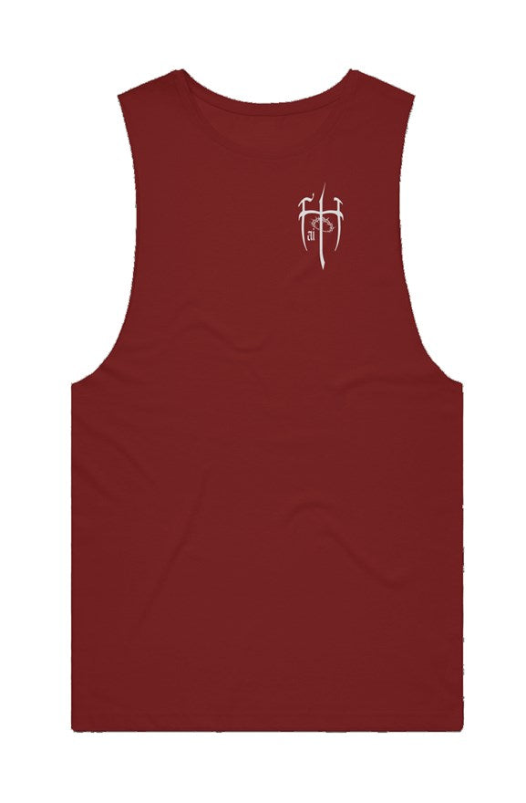 White Logo Cut-Off Tank