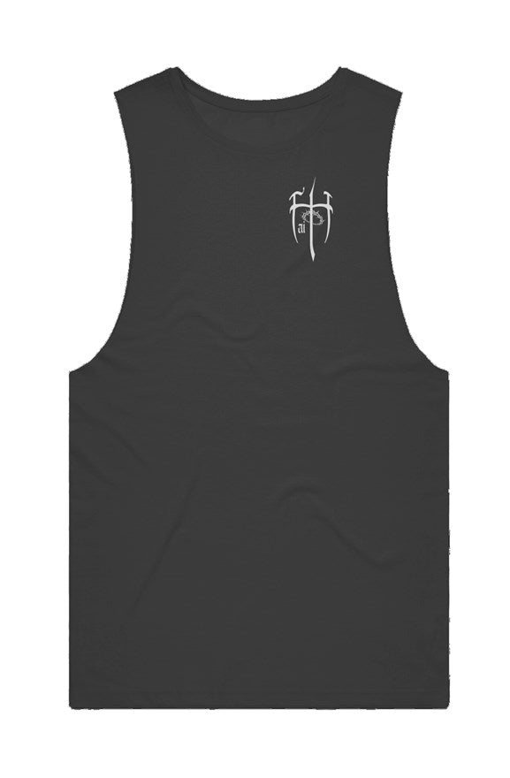 White Logo Cut-Off Tank
