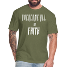 Overcome All - White Lettering - heather military green